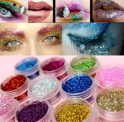 MYEONG Glitter Eye Shadow Powder Ultra Makeup Shimmer Waterproof Eye Shadow Power(Multi Shade)