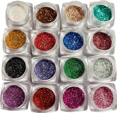 vizo Trendy gleaming 16 colour Glitter Powder.(Multicolor)