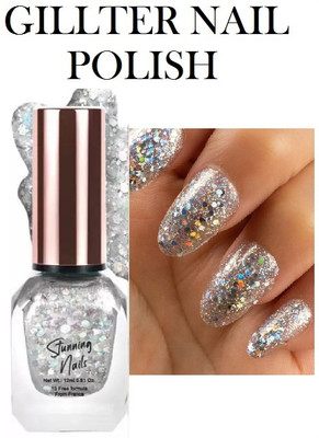 GFSU - GO FOR SOMETHING UNIQUE Nail Paint Silver Confetti | Chip Resisting Formula with High Glitter Silver(gillter silver)