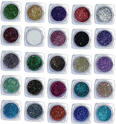 ADJD Glittering Shimmer Pack of 25 Powder Nail and Eyes Multipurpase(multi color)
