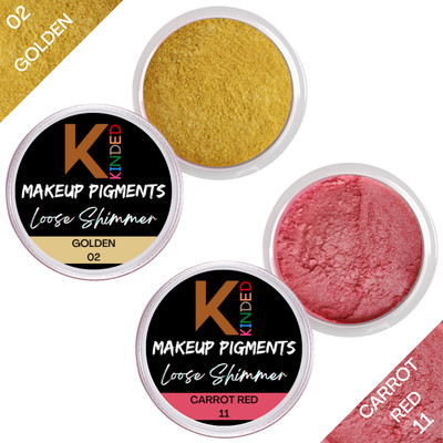 KINDED Loose Makeup Foil Pigments Glitter for Eyes Face Brow Bones Body Shimmer Combo(Golden & Carrot Red)