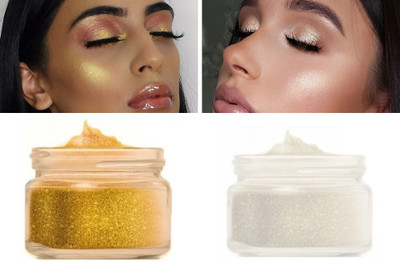 REIMICHI Easy-To-Blend Highly-Pigmented Powder Highlighter Gold Silver for Face Highlighter(Golden, Silver)