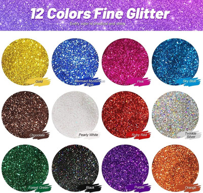 GFSU - GO FOR SOMETHING UNIQUE 12 Pcs Eyeshadow Glitter Powder(multi color)