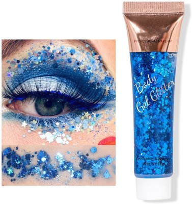 MYEONG Makeup Body Glitter Gel Nail Hair Face Eye Blue Shade Glitter Tube Highlighter(Blue)