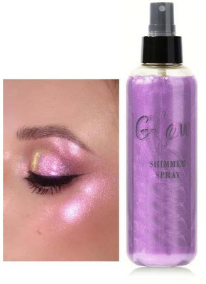 MYEONG Makeup Pink Non-sticky Lilac Shade Glitter Bright Lotion Face Liquid Highlighter(Lilac)