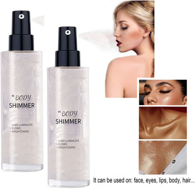 Latixmat Shimmer Face Body Highlighter Spray Lotion Combo(Silver)