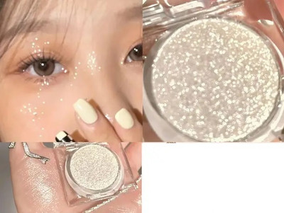 GABBU Korean Silver Eye Makeup,Ultra-Blendable For Highlight Palette1 Highlighter(Silver)