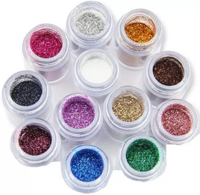 Arcanuy Multi Colors Eye Dry Thick Shimmer Glitters - Pack Of 12 Pcs(multi color)