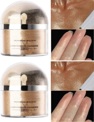ADJD Multi-Purpose ShimmerHighlighter Glitter Silver & Gold Powder for Face and Eyes(Gold, silver)