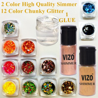 vizo Ultrafine Shimmer + Brilliant Sparkling Color Chunky Cosmetic Glitter Sequins(Multicolor)
