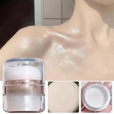 GABBU Easy to Apply Highlighter Glitter Powder Multi-Purpose Shimmer Highlight powde Compact(Silver, 15 g)
