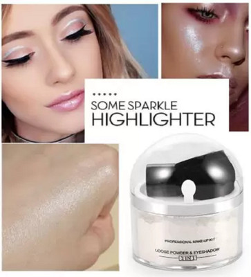 Latixmat SILVER WHITENING SHIMMER FINISH HIGHLIGHTER LOOSE POWDER FOR ALL SKIN TYPE Highlighter(SILVER)