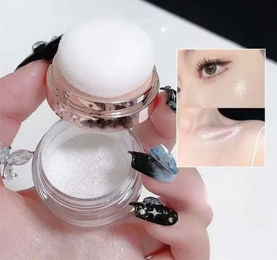 GABBU KOREAN SHIMMERY LOOSE POWDER HIGHLIGHTER FOR FACE,EYE,FULL BODY Compact(Silver, 15 g)
