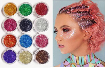 Latixmat New 3D Finish Multi Purpose Soft Touch Multi Color shimmery glitter powder Set(MULTI COLOR)