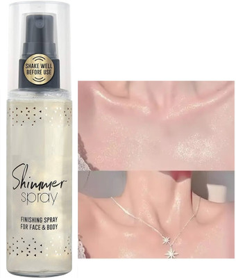 EVERERIN Moisturizing Body Highlighter Smooth Shimmer Bronzer Glow Liquid Spray(Silver)
