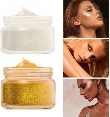 REIMICHI Easy-To-Blend Highly-Pigmented Powder Highlighter Gold Silver for Face Radiance Highlighter(Golden, Silver)