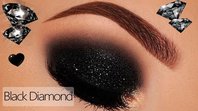 HUZURLU New 3D Finish Multi Purpose Soft Touch Black shimmery glitter(BLACK)