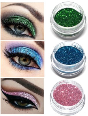 THTC Black Loose Shimmer MultiUse Eye Shadow Glitter Powder Pigment Eye Makeup(MULTI COLOR)