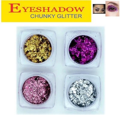 HUZURLU 3D Finish Multi Purpose Soft Touch Multi Color shimmery glitter-01(RED, SILVER, SKY BLUE, BLUE)