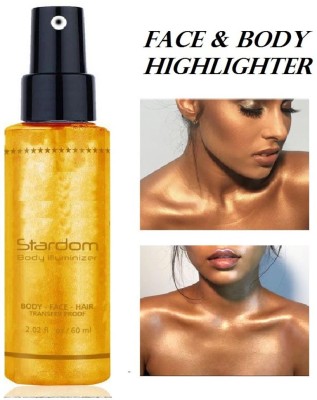 Latixmat SHIMMERY SHINE BODY ILLUMINIZER BODY FACE HAIR TRANSFER PROOF HIGHLIGHTER Highlighter(GOLD)