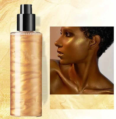 WOONGMI Golden Shade Shimmer Spray Liquid Highlighter For Face Glow Face Hair And Body Highlighter(Gold)
