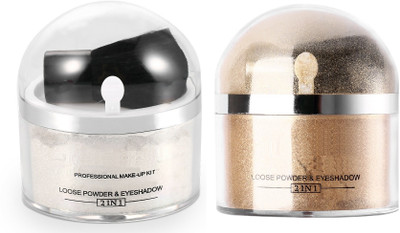 MYEONG Quality Shimmer Finish Gold & Silver Highlighter Powder Pack Of 2(Gold, Silver)