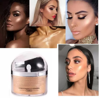 ADJD 2 IN 1 GLIITER SHIMMER FINISH MULTI USE LOOSE HIGHLIGHTER POWDER(GOLD)