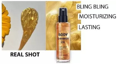 EVERERIN Moisturizing Body Highlighter Smooth Shimmer Bronzer Glow Liquid Spray Highlighter(Gold Beam)
