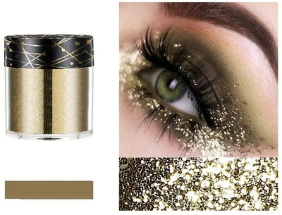 MYEONG Light Gold Sparkle Loose Glitter Eyeshadow Nail Art Multi Purpose Powder(Light Gold)