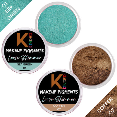 KINDED Loose Makeup Foil Pigments Glitter for Eyes Face Brow Bones Body Shimmer Combo(Sea Green & Copper)