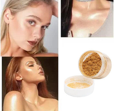 AFARAXIA 3D FACE AND BODY WHITE SHIMMER LOOSE HIGHLIGHTER POWDER(GOLD)