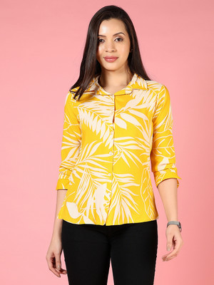 V-MART Women Printed Casual Yellow Shirt