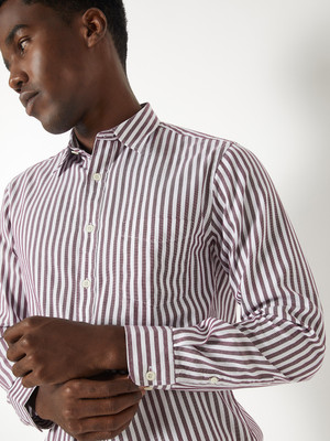 MAX Men Striped Casual Purple Shirt