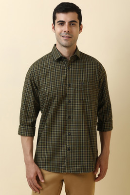 Allen Solly Men Checkered Casual Green Shirt
