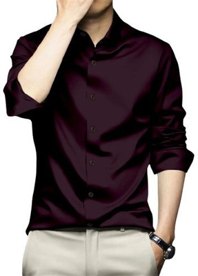 The style grove Men Solid Casual Purple Shirt