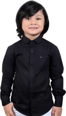 DIVINE FASHION Boys Solid Casual Black Shirt