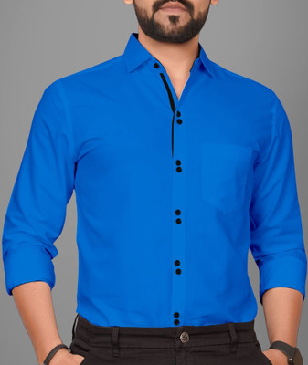 Tyzlo Men Solid Formal Light Blue Shirt