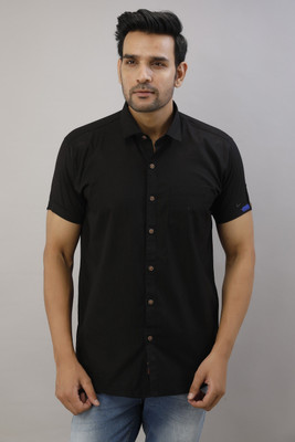 Pactimo Men Solid Casual Black Shirt