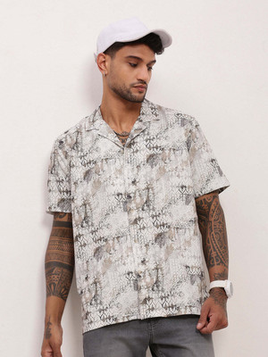 SHOWOFFFF Men Printed Casual Cream Shirt
