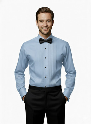 Hype Clothing Men Solid Formal Light Blue Shirt