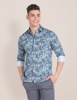 U.S. POLO ASSN. Men Printed Casual Dark Blue, Light Blue, White Shirt