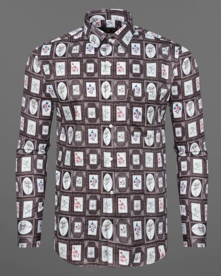 french crown Men Printed Casual Brown Shirt