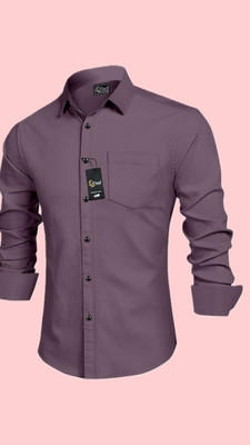 Stellalifestyle Men Self Design Casual Purple Shirt