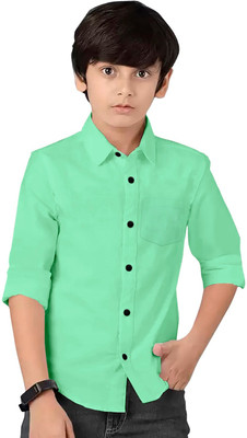 HG TAX Boys Solid Casual Green Shirt