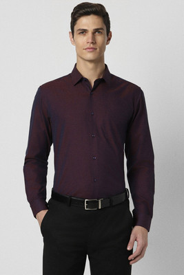 PETER ENGLAND Men Self Design Formal Maroon Shirt