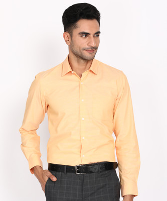 PETER ENGLAND Men Self Design Formal Yellow Shirt