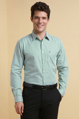 Allen Solly Men Striped Formal Green Shirt