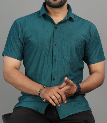 VeBNoR Men Self Design Casual Dark Green Shirt