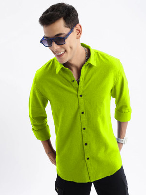 METRONAUT Men Solid Formal Green Shirt