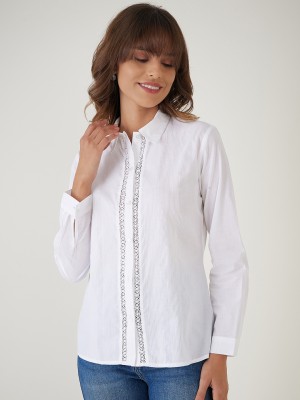 JEFF COOPER Women Solid Casual White Shirt